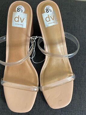 Dolce Vita Slip On Heels Sandals Clear Size 8.5 New